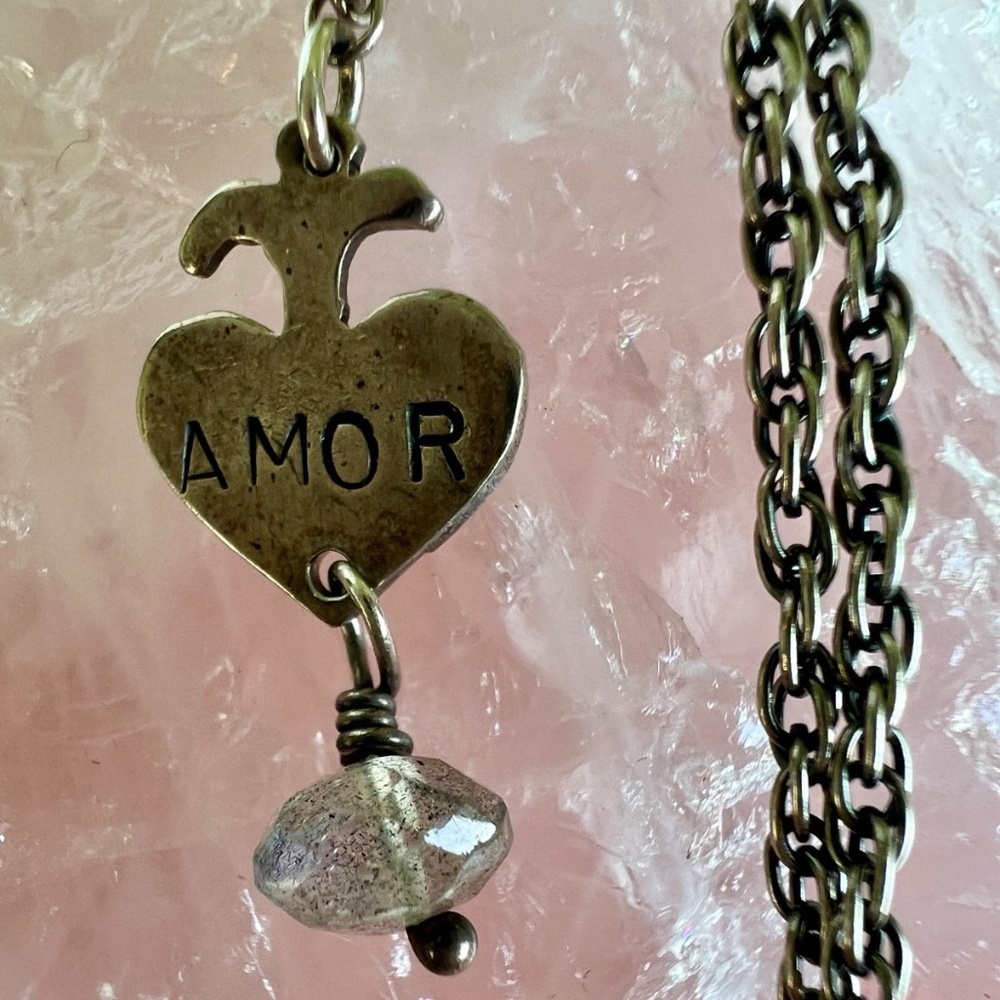 Vintage 1990s Fortuna Metalsmiths “AMOR” Necklace Handmade in LA, CA